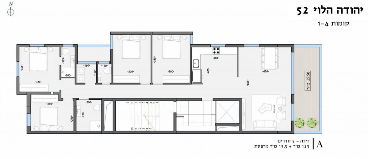 קומות 1-4 - תכנית מכר