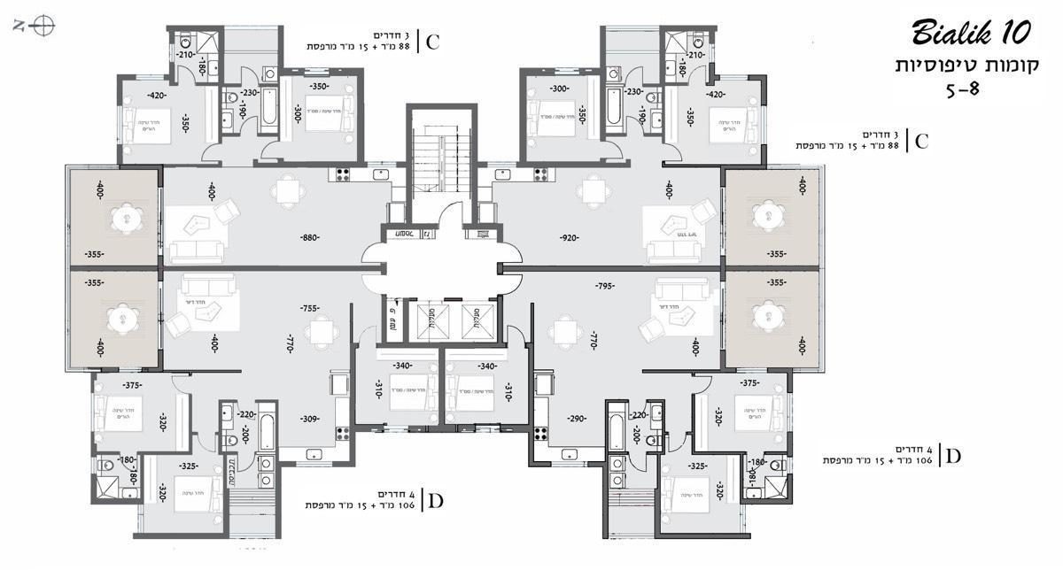קומות 5-8 - תכנית מכר