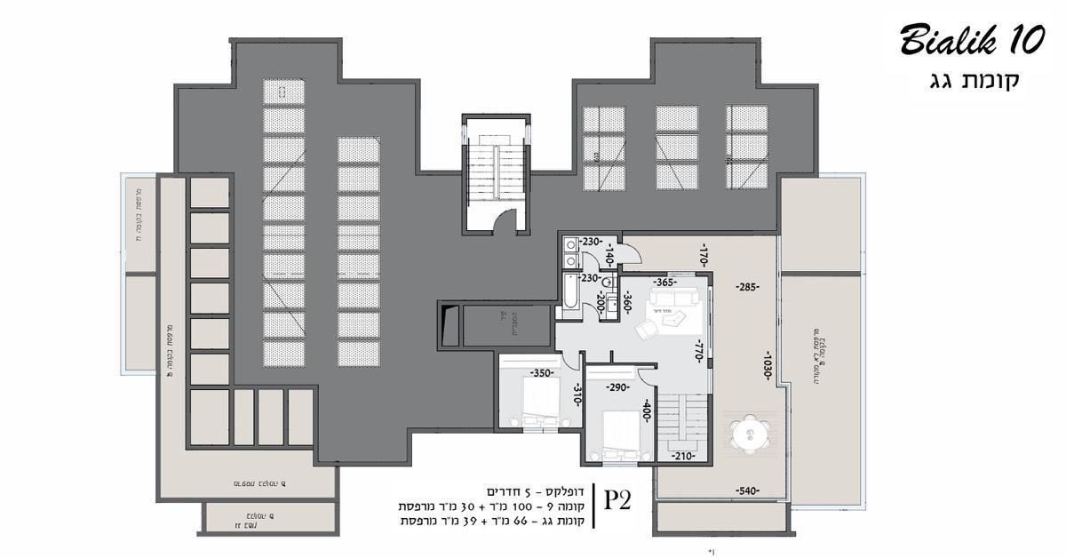 קומת הגג דופלקס - תכנית מכר